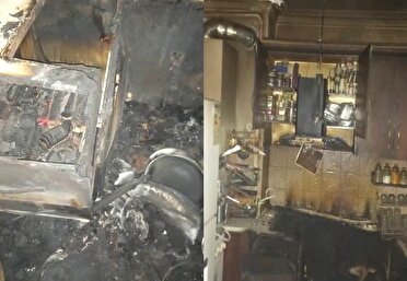 آتش‌سوزی آشپزخانه یک واحد مسکونی در ساختمانی ۳ طبقه در رشت